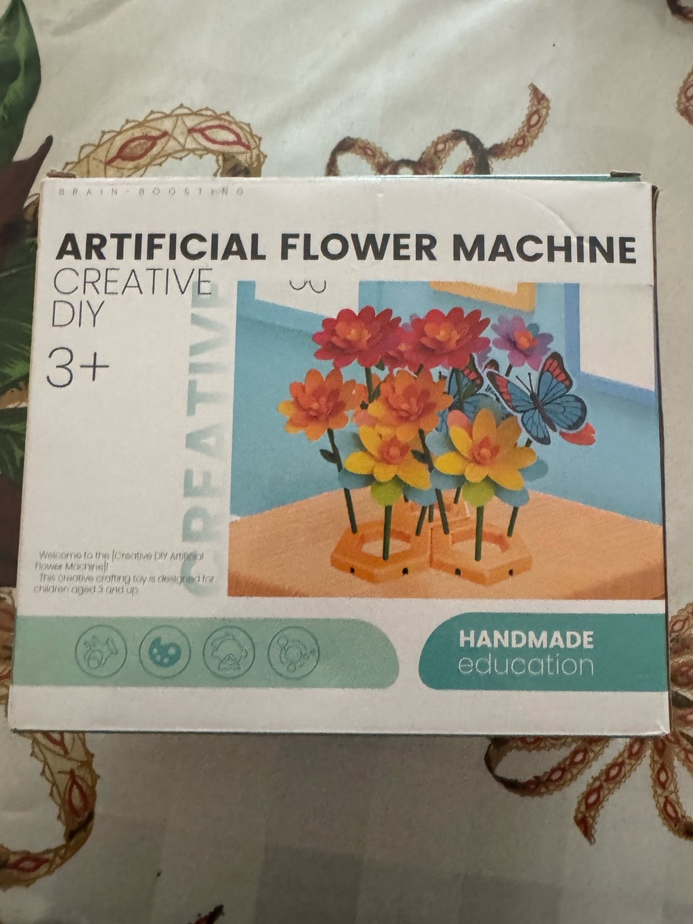 Kids Artificial Flower Machine Creative DIY Handmade Education Toy Pink & Beige